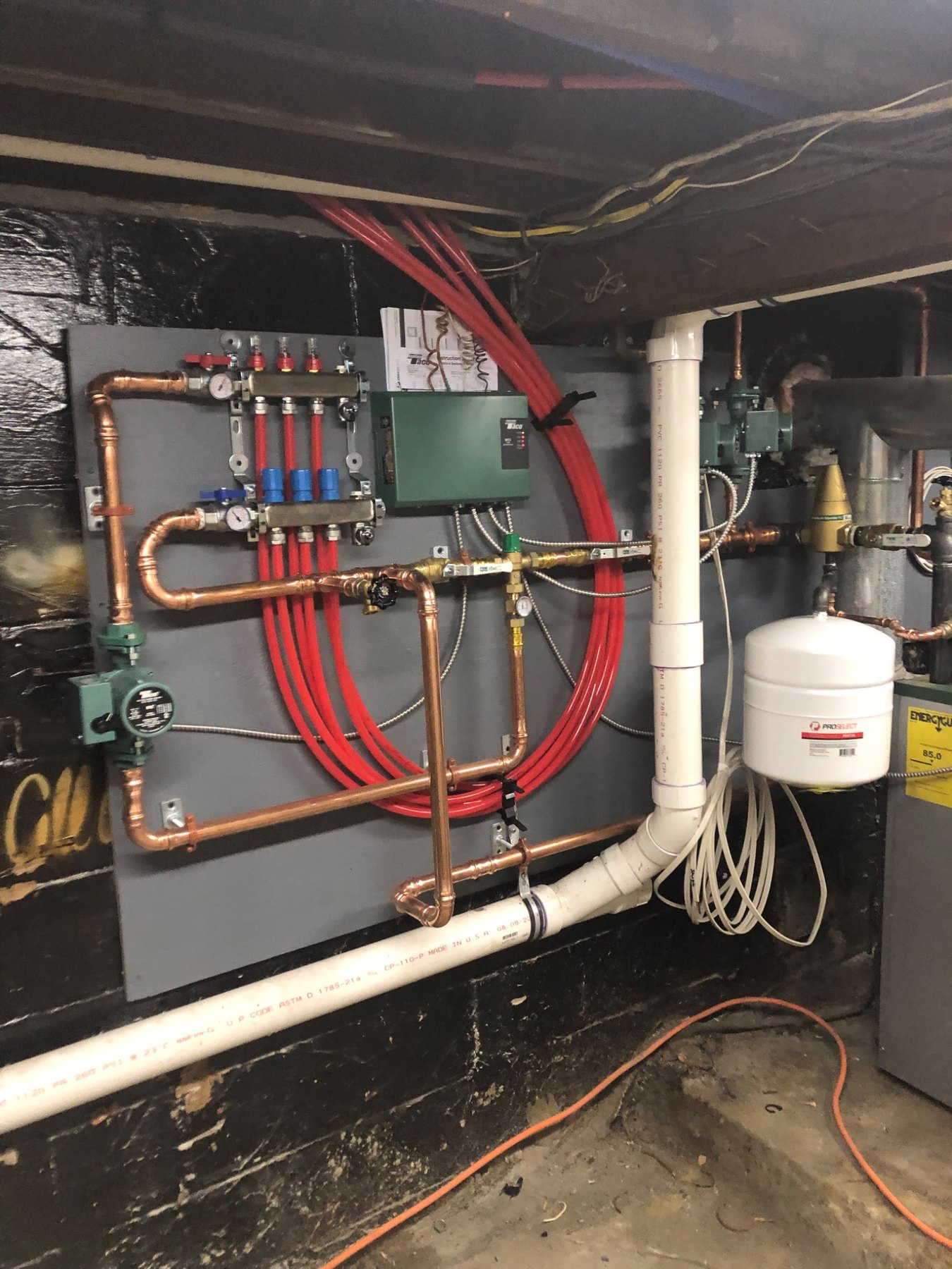 Radiant heat mechanical piping