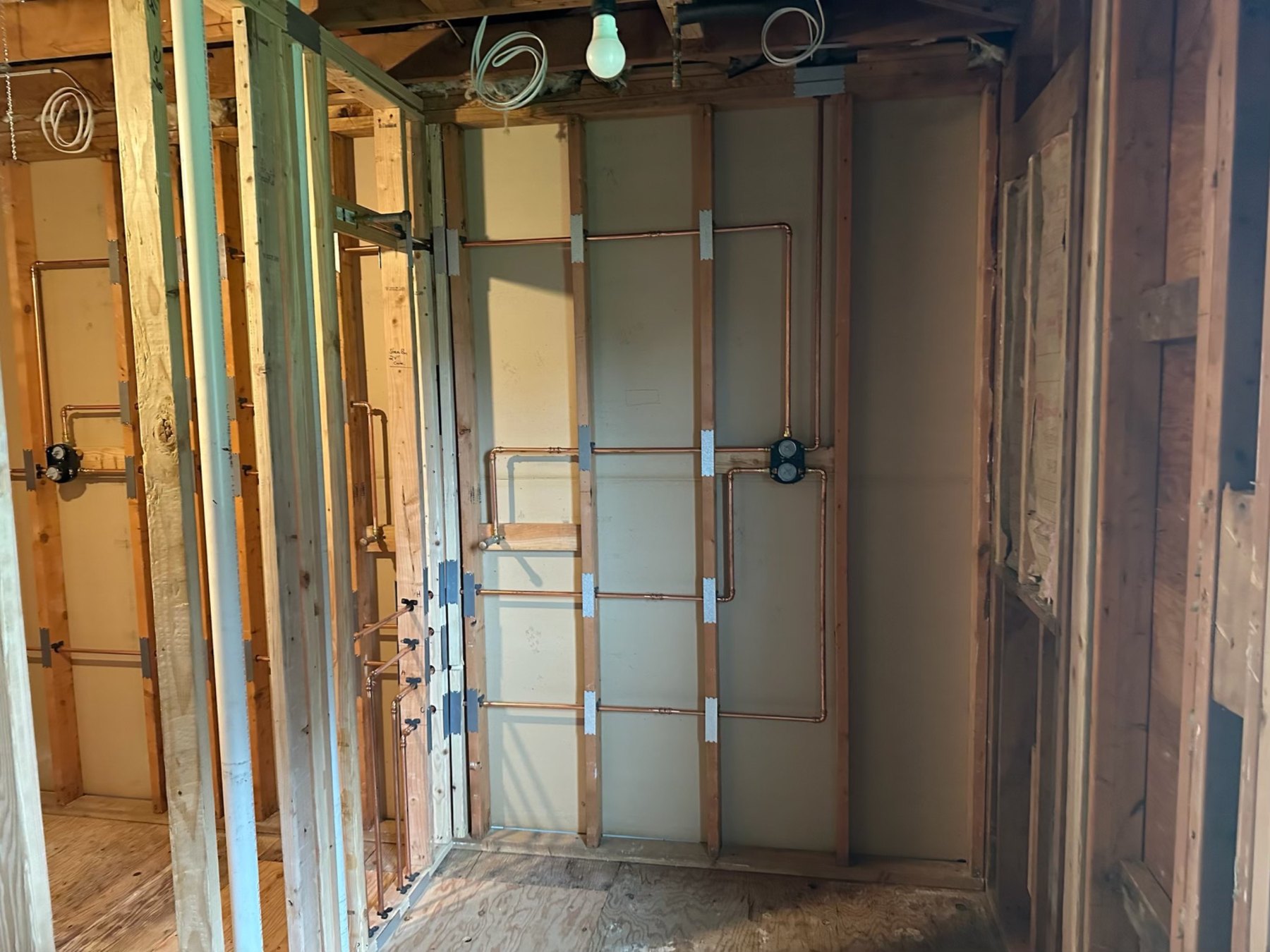 Copper plumbing rough-in
