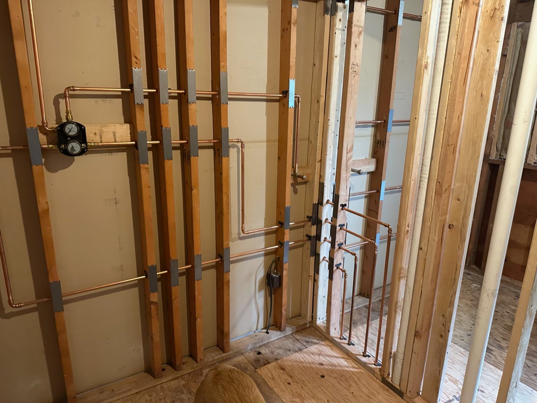 Copper plumbing rough-in