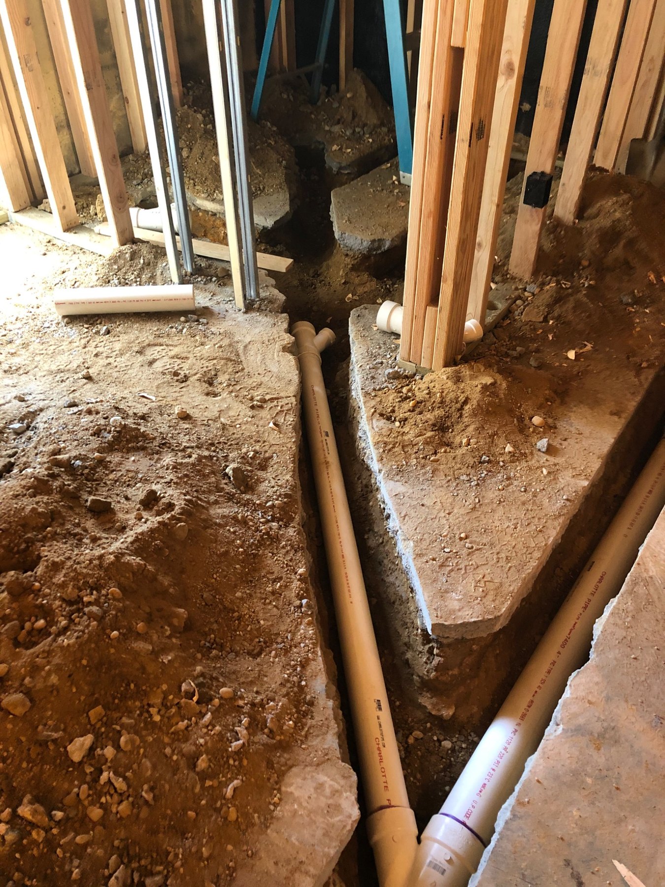 Underground plumbing rough-in